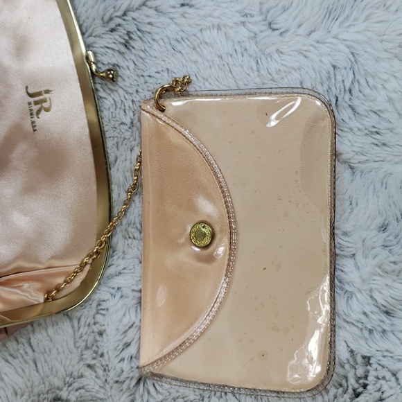 JR Creamy Satin Fold Over Purse Crossed Ribbons & Small Wallet Made in The USA. - Picture 9 of 16